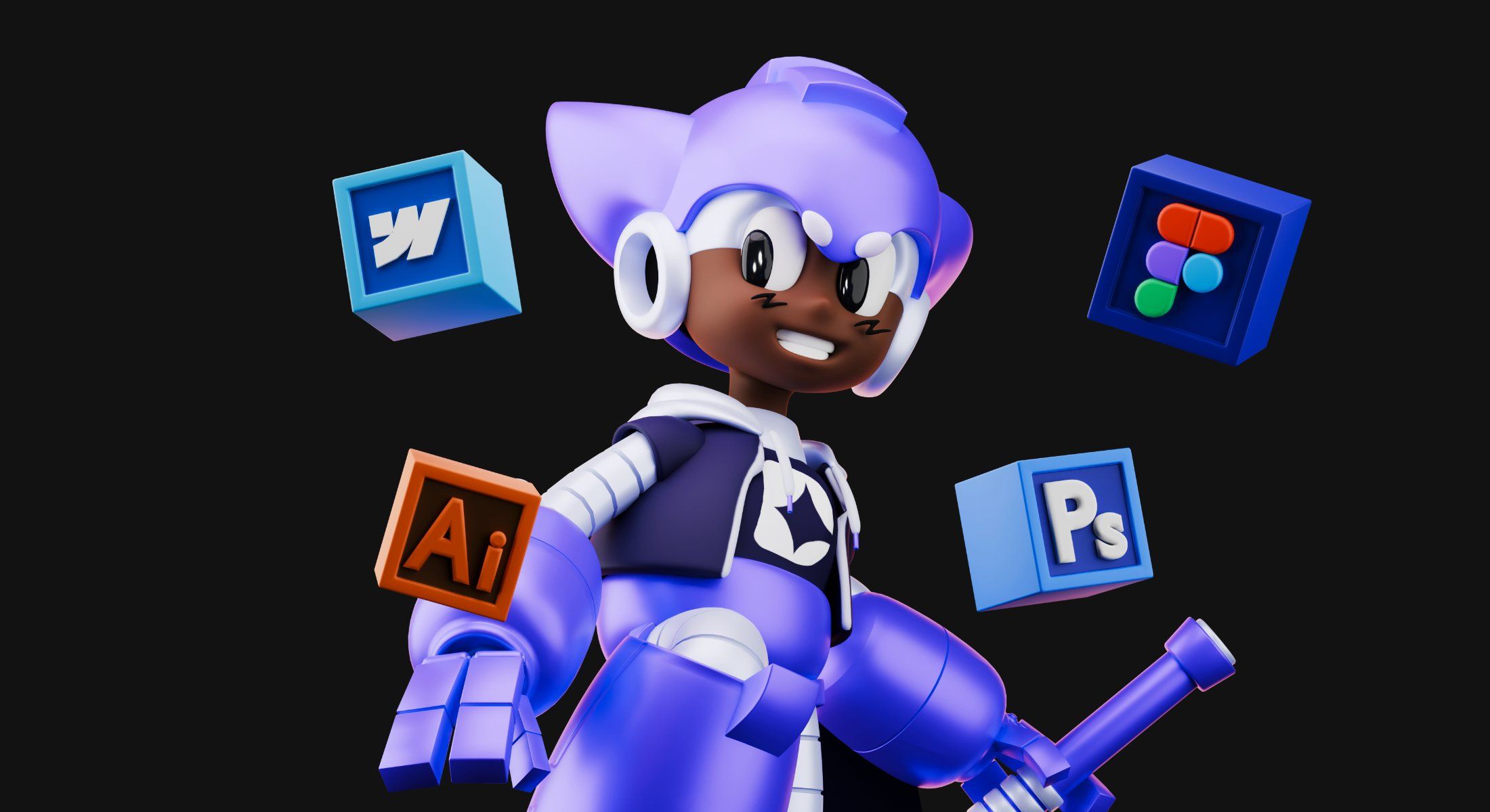An image of a bright smiling character called Drive!